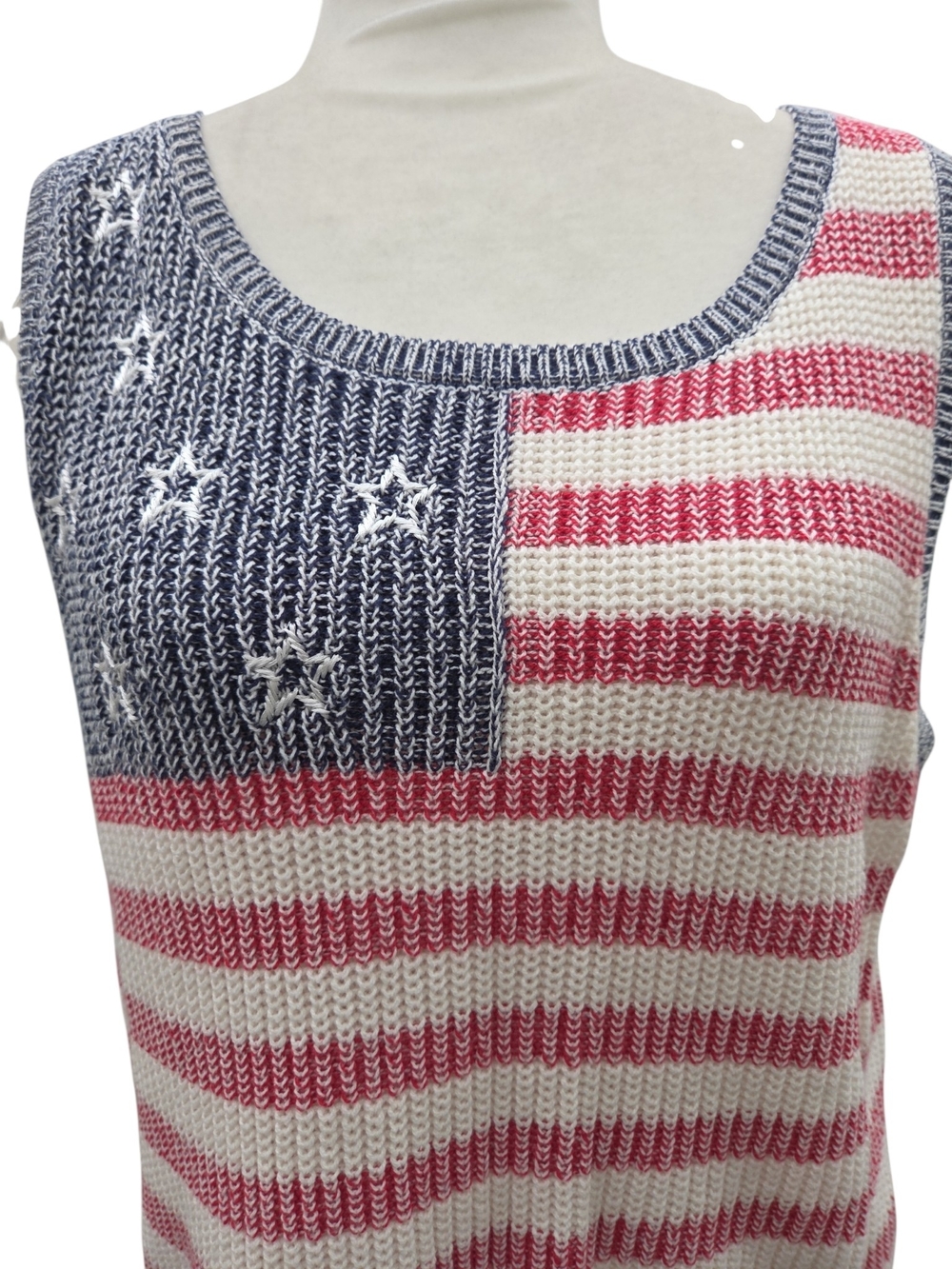 Lucky Brand Knit Tank Top Red White Blue Large - Picture 2 of 9